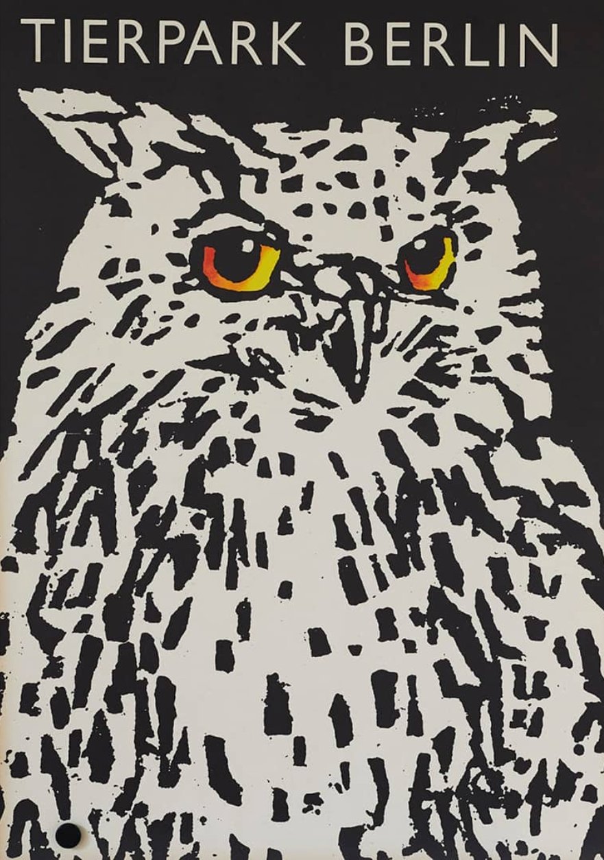 Tierparkposter Eule | 1977 - postier