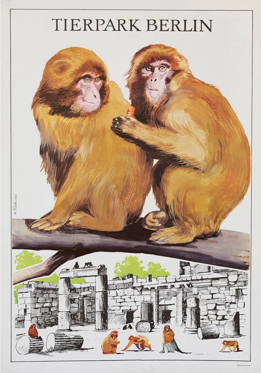 Tierparkposter Gibbons | 1970 - postier